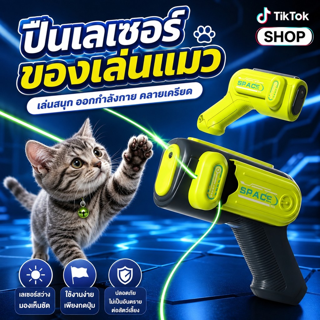 ปืนยิงเชือกเรืองแสง ของเล่นแมว สัตว์เลี้ยง สุนัข ของเล่นสัตว์เลี้ยงแบบโต้ตอบ ช่วยออกกำลังกาย แก้เบื่อ เล่นสนุก