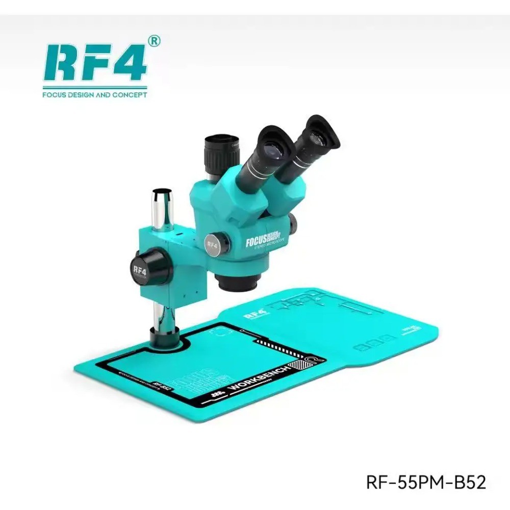 RF4 RF-55PM-B52 ฝุ่นการออกแบบกล้องจุลทรรศน์ต่อเนื่องซูม 6.5X-55X ลูกบิด 7 เกียร์ซูม 4K HD กล้องกล้อง