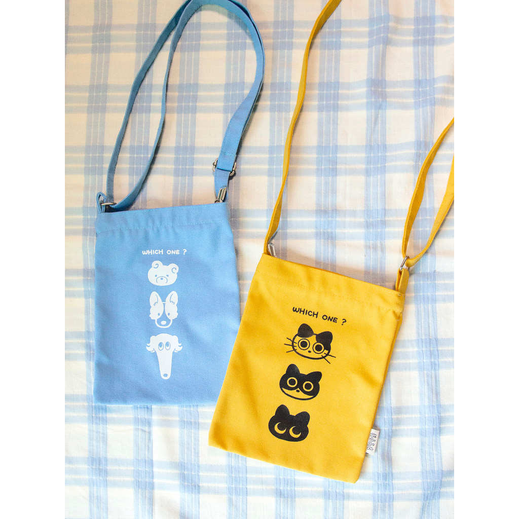 กระเป๋าน่ารัก Yuyu Store Coffee Cat and Bread Dog Original Crossbody Bag กระเป๋าเป้กระเป๋าผ้าใบน่ารั