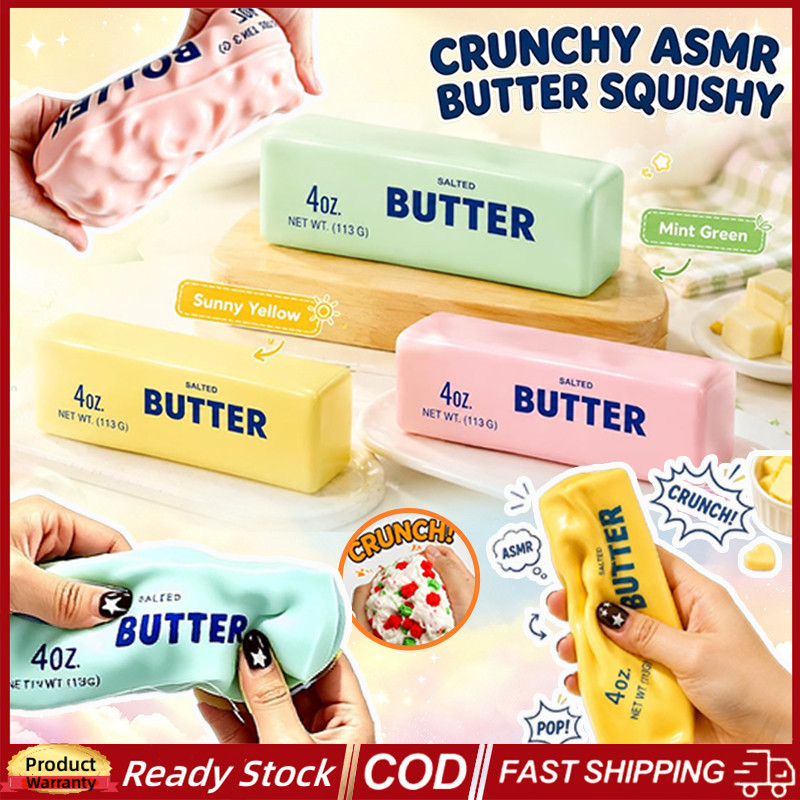 Crunchy Butter Squishy ลูกปัดที่เต็มไปด้วยลูกบอลความเครียด Fidget บีบของเล่นรอบบล็อกที่เต็มไปด้วย ASMR Anti Stress Release Hand Relax ของขวัญ