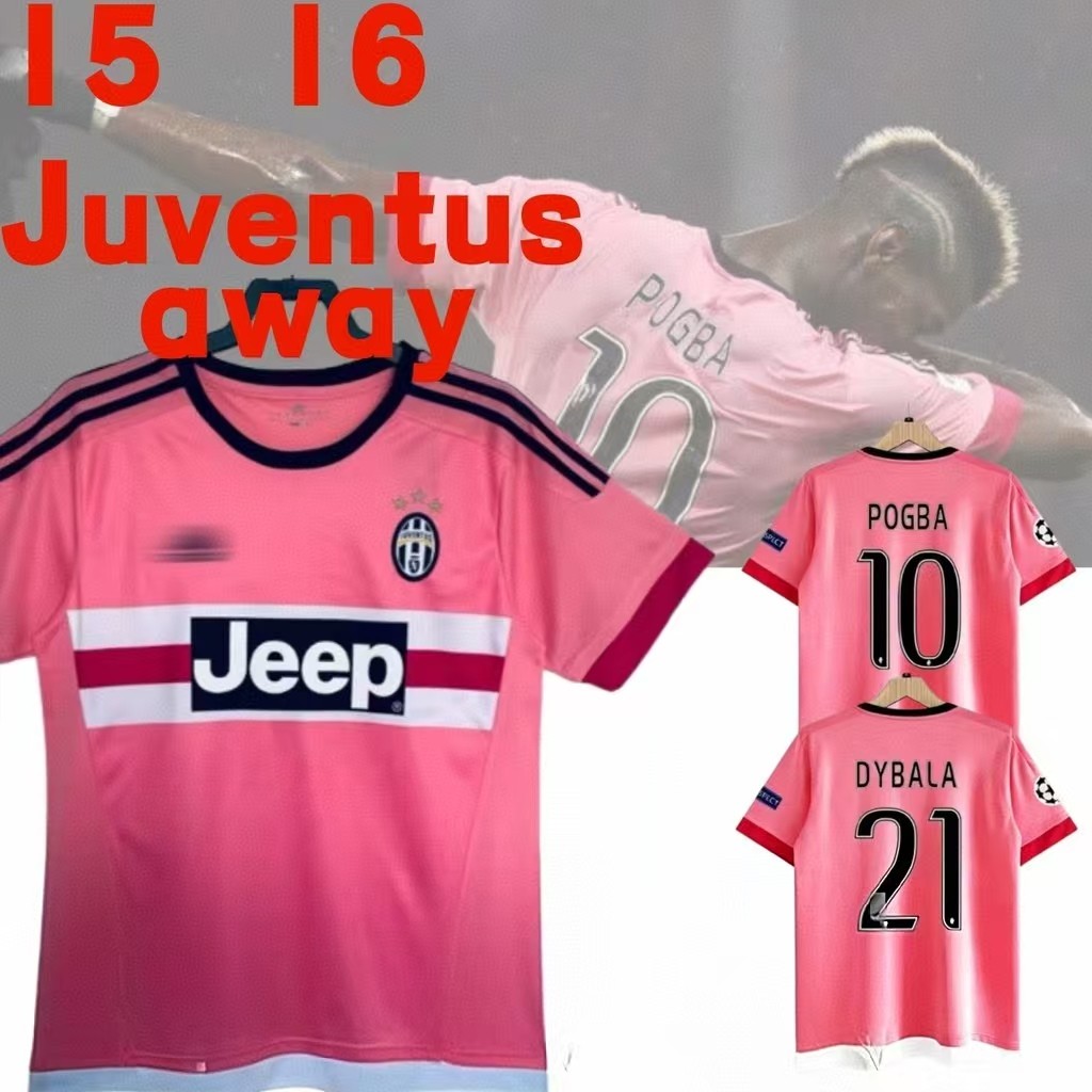 15 16 JUVEN AWAY soccer retro jersey pogba DYBALA ดิบาลา  เสื้อฟุตบอลยูเวนตุส รุ่นย้อนยุค ชุดเหย้า ข
