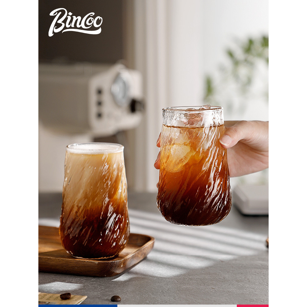 Bincoo Espresso Cup Latte Glass Dirty Retro American Espresso Latte Cup ถ้วยน้ําเครื่องดื่มเย็น