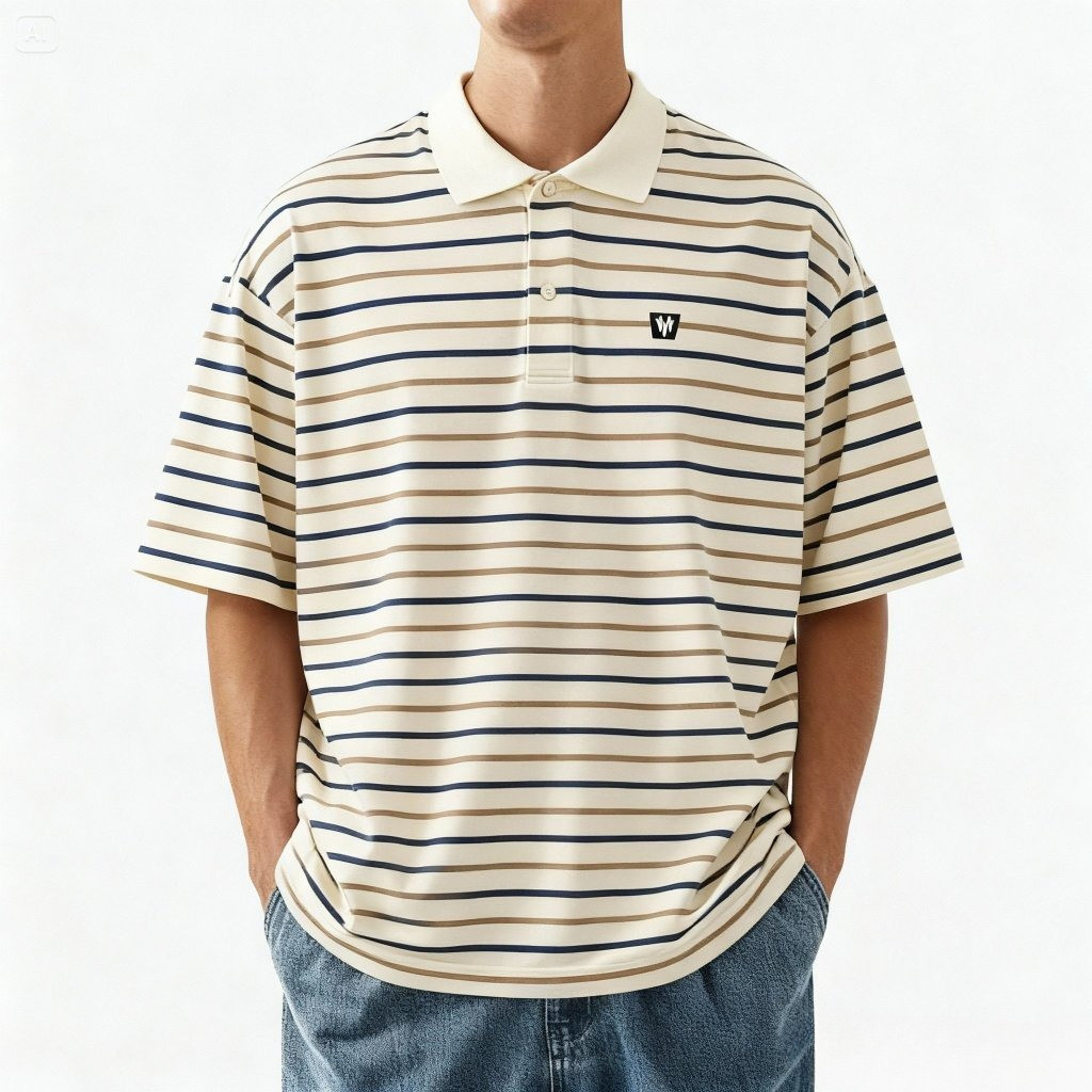 SKULLEND Rugby Tshirt Polo Stripe Black White Aesthetic Strip Shirt KAOZ INC