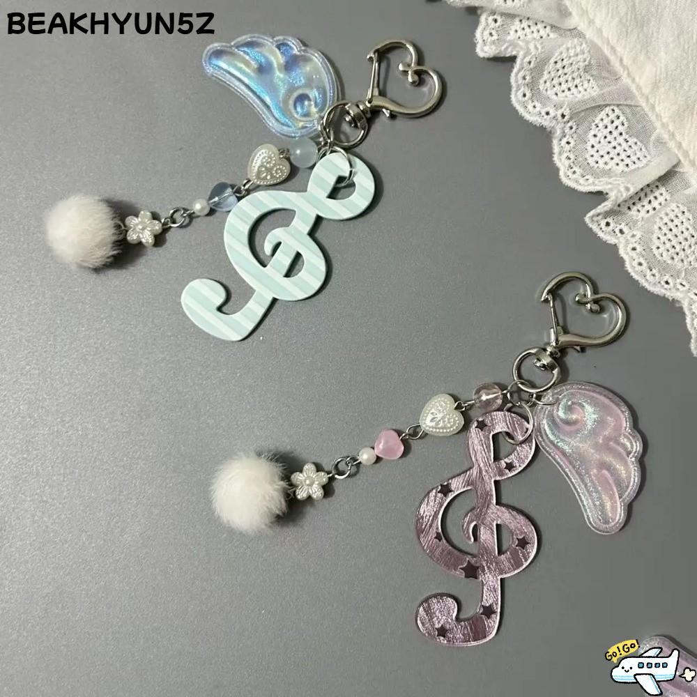 BEAKHYUN5Z Ita Bag Charm, การ์ตูนการออกแบบสร้างสรรค์ Polka Dot Stripe พวงกุญแจ, น่ารักเพลง Note Star Wings อะคริลิคพวงกุญแจ Organizer