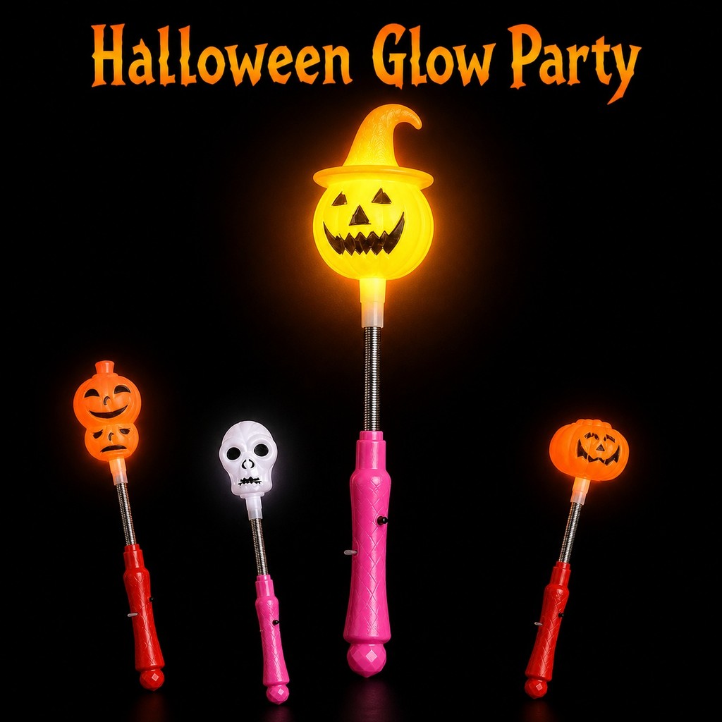 ฮาโลวีน LED Spring Wand 1PC Handheld Party Prop ตกแต่ง