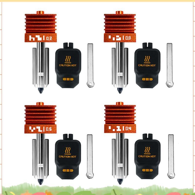 สําหรับ Lab P2S Hotend Kit- 4PCS ประกอบด้วยหัวฉีดเหล็กชุบแข็ง (0.2/0.4/0.6/0.8 มม.) สําหรับ Lab H2D 