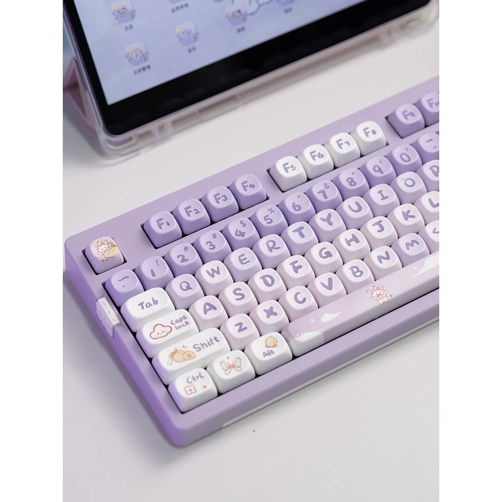 Keycap Gradient กระต่ายสีม่วง MOA หัตถกรรมระเหิด PBT น่ารักสูงเหมาะสําหรับ Tarantula F87 F99 vgn RK 