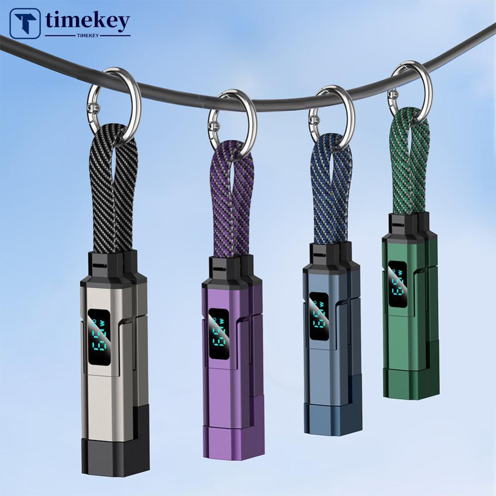 TIMEKEY สายชาร์จ 65W 4-in-1 พร้อมจอแสดงผลดิจิตอลหลายพอร์ต Type-C สายชาร์จแบบพกพาเข้ากันได้กับ J3N6