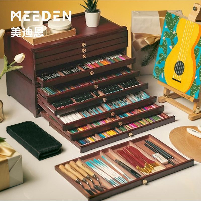 MEEDEN MEEDEN Art นักเรียนลิ้นชักวาดกล่องวาดเครื่องมือชั้นเก็บขาตั้งสีตะกั่วลิ้นชัก Horse N