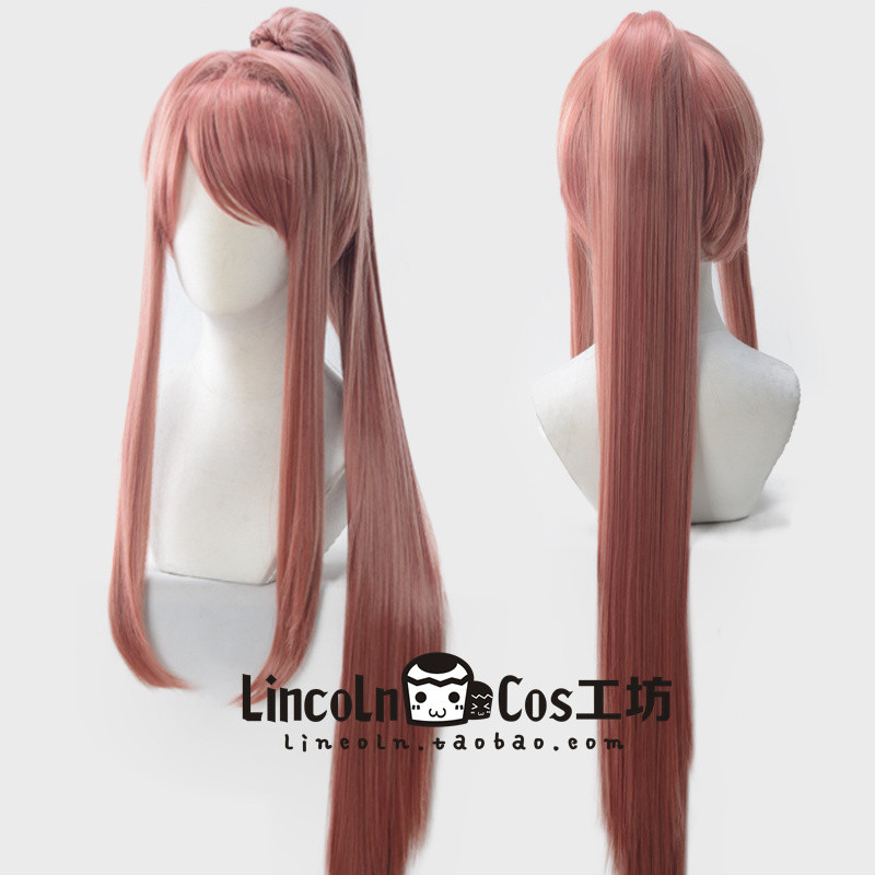 Monika Cos Wig Doki Doki Literature Club Character Tiger Card Style Heat‑Resistant Synthetic Hair Co