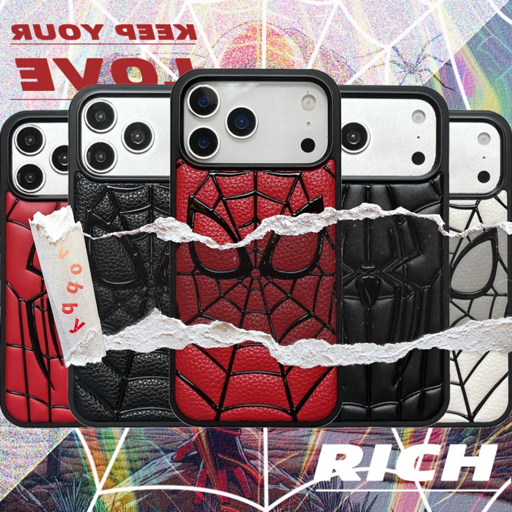 Hard Shell Spider Man Mask Label Hot Pressing หนังเคสโทรศัพท์เหมาะสําหรับ IPhone18Pro 18ProMax 17 17Pro 17ProMax 16 16Pro 16ProMax 15 15Pro 15ProMax