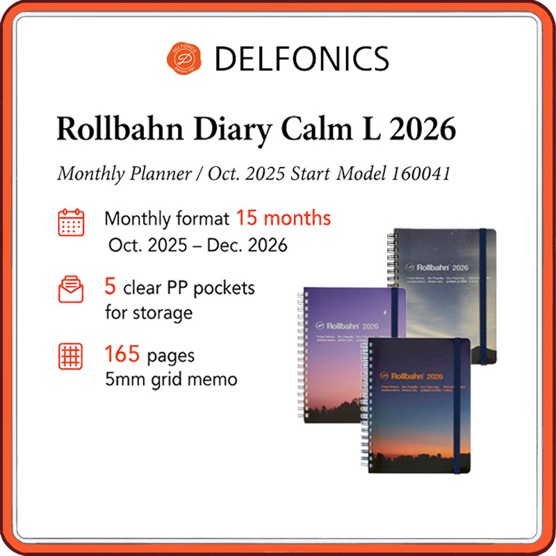 DELFONICS Rollbahn Diary Calm L 2026 Monthly Planner, October 2025 Start, 15 Month Japanese Schedule