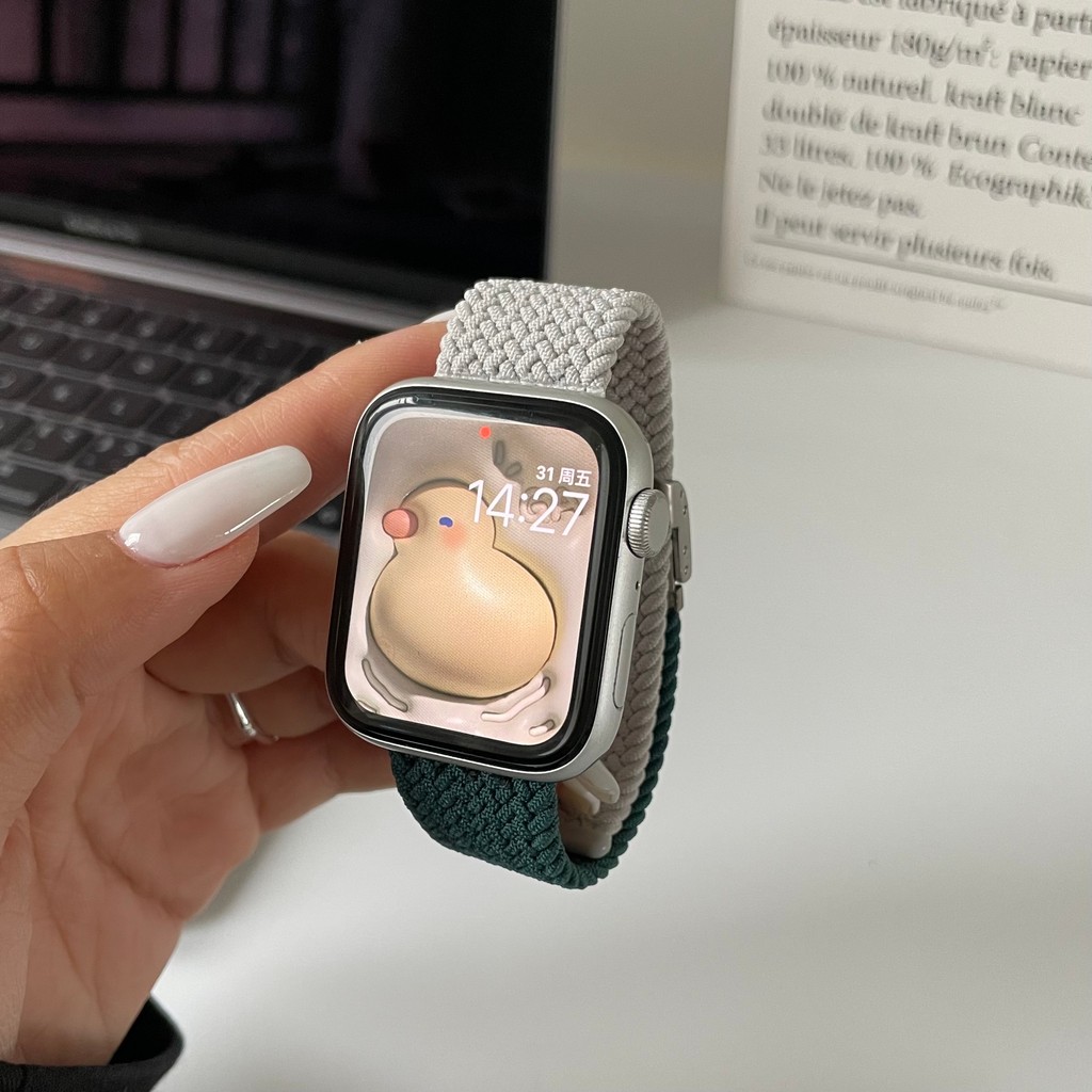 เหมาะสําหรับ iwatch10 Qiao Helper สายนาฬิกา HK11promax หัวเข็มขัดถัก s12Max Huaqiangbei ultra3