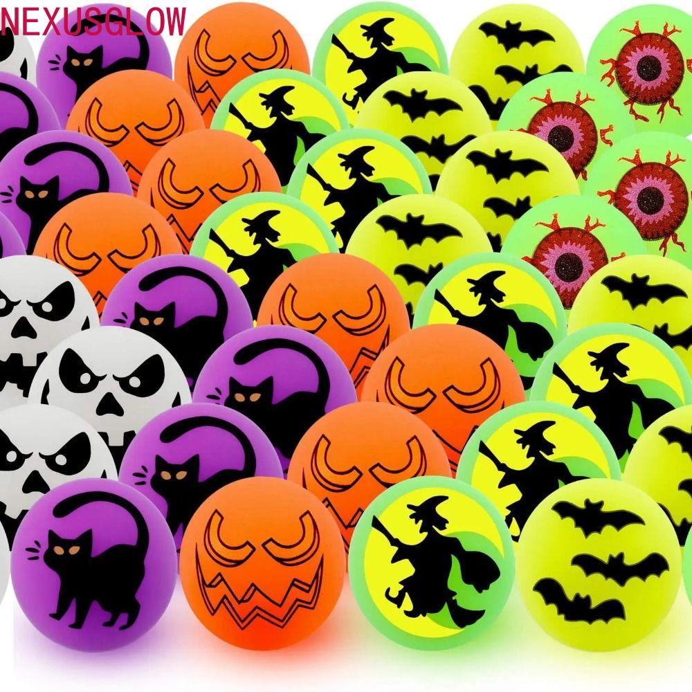 NEXUSGLOW 10 ชิ้น/เซ็ต Halloween Bouncy Balls, Stretch Eyeballs Glow-in-the-Dark Bouncy Eyeball, เกม