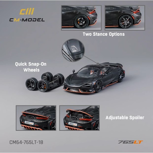 Cm-รุ่น1/64 McLaren 765LT Supercarรถรุ่นจําลองคอลเลกชันเครื่องประดับ