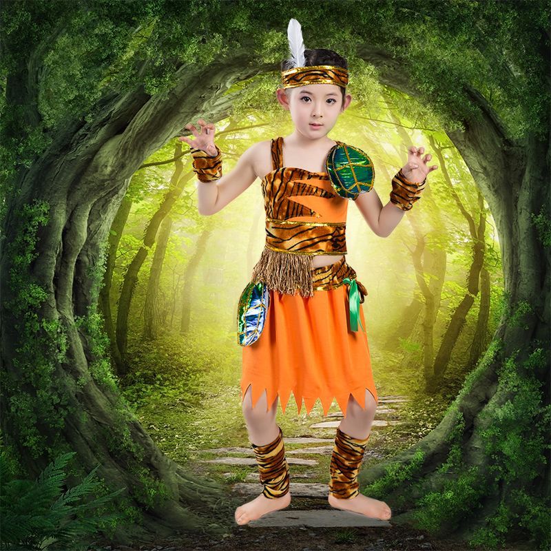 Children King Call Me to Patrol Mountain Dance เครื่องแต่งกายกลองอินเดีย Savage Hunter Stage Perform
