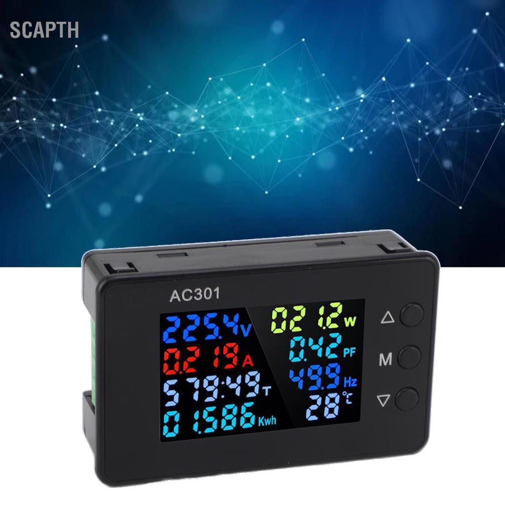 scapth มิเตอร์วัดกระแสไฟ AC เครื่องวัดโวลต์มิเตอร์แบบดิจิตอลความแม่นยำสูง การตรวจสอบการใช้ไฟฟ้า 50‑3