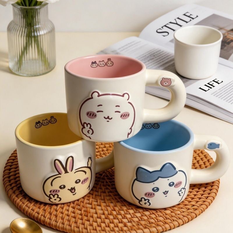 Chiikawa Chiikawa แก้วสไตล์เดียวกัน Chiikawa Chiikawa ถ้วยเซรามิคน่ารักถ้วยกาแฟนม