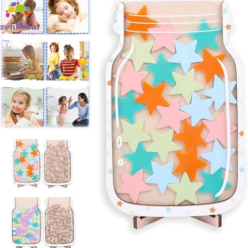 ZENBEAM Positive Behavior Rewards Jar, ไม้การ์ตูนเด็ก Star Reward Jars, การฝึกอบรมกิจวัตรพร้อมวงเล็บ