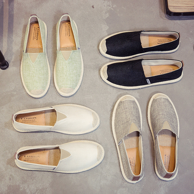รองเท้าผ้าใบผู้ชาย Low-Top Slip-On Slip-Onรองเท้าAsian Mens Shoes Old Cloth Shoes Casual Bucket Shoe