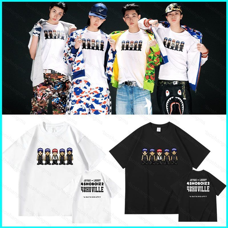 YT2 LNGSHOT Jay Park คอกลมแขนสั้นผู้หญิงหลวม K-Pop OHYULJIN WOO เสื้อยืด YT2
