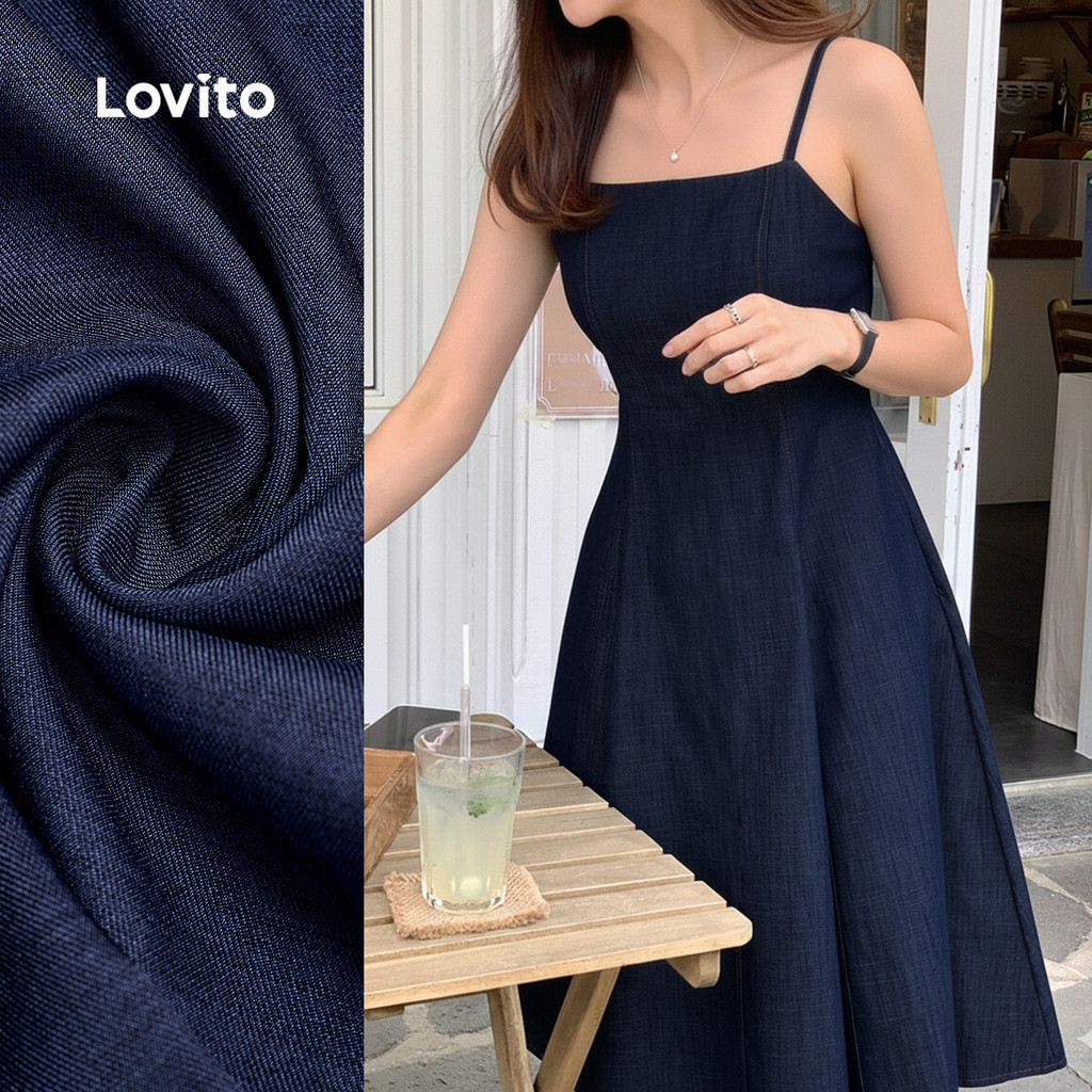 Lovito แคชชวล เดรสซิปสีน้ําเงินที่ดูสําหรับฤดูใบไม้ผลิและฤดูร้อนสําหรับผู้หญิง L172LD1421