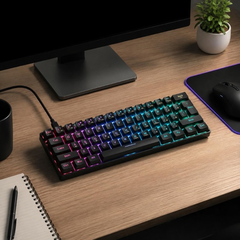YXA LED Backlit USB Gaming Keyboard สําหรับโต๊ะทํางานและการพิมพ์แล็ปท็อปทุกวัน