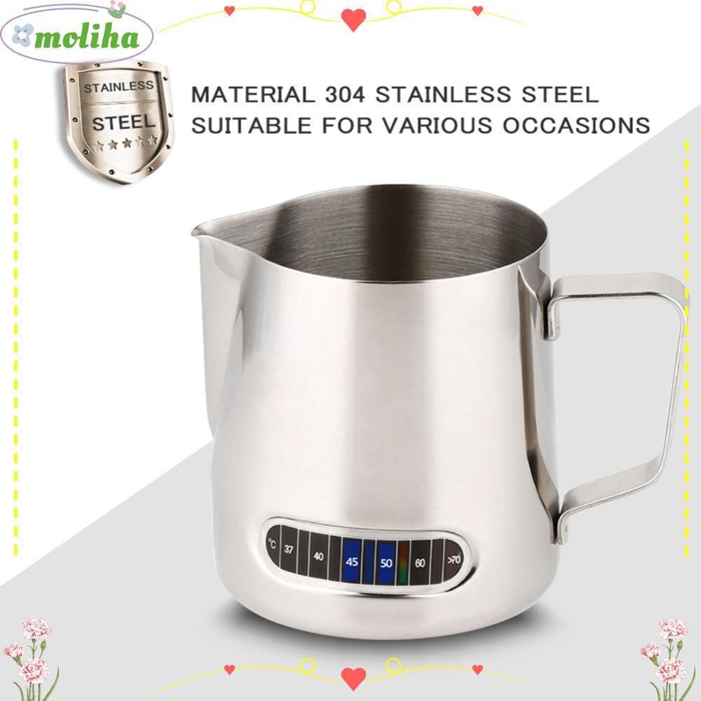 MOLIA Coffee Milk Frothing Pitcher, 20 oz สแตนเลส Frothing Pitcher, Latte Art 600ml ความจุเครื่องวัด