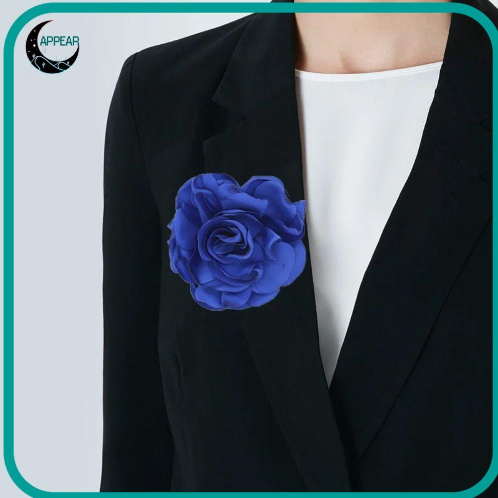 APPEAR ผ้า Big Rose เข็มกลัดดอกไม้, เข็มกลัดปกป้าย Vintage เข็มกลัดดอกไม้, เครื่องประดับงานแต่งงานแฟชั่นผ้า Art Handmade ชุดชุด Corsage