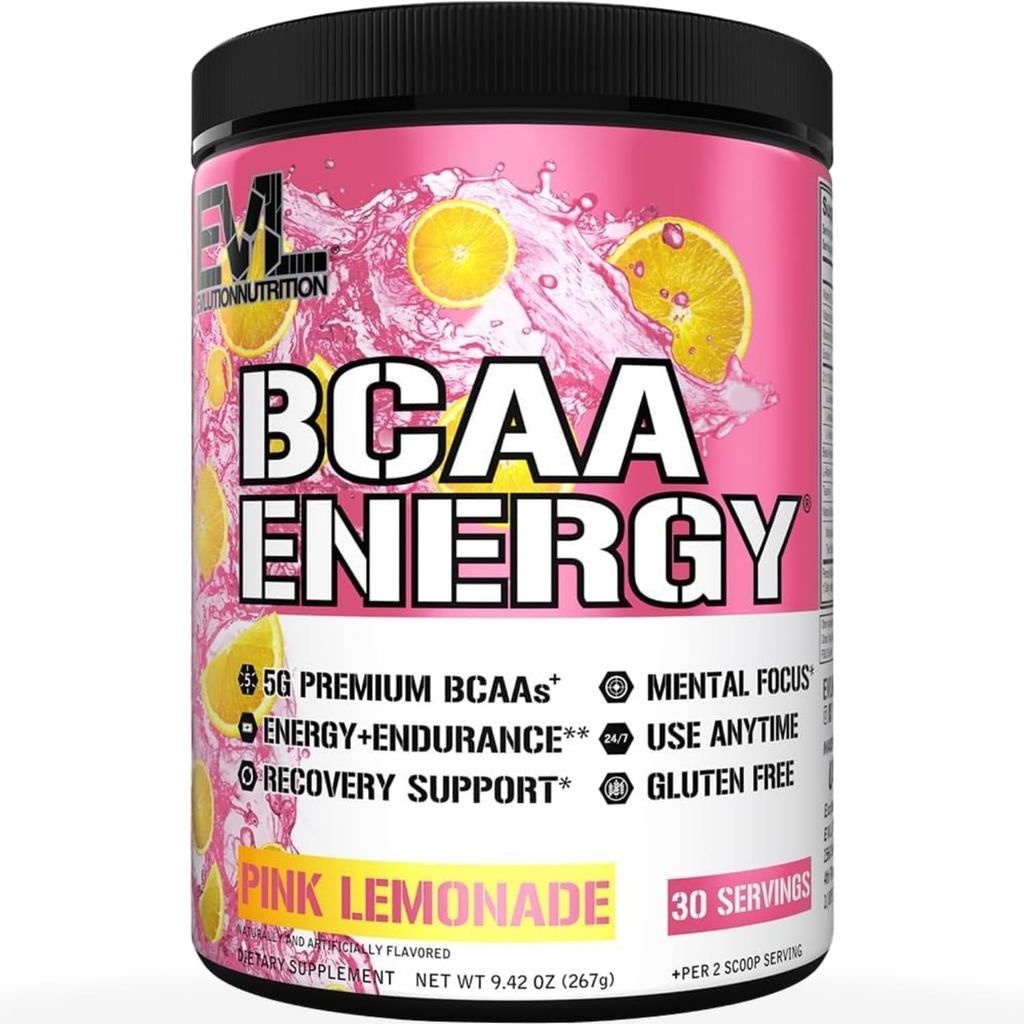 EVL BCAA Energy Amino Acids Powder with Natural Caffeine - Pink Lemonade