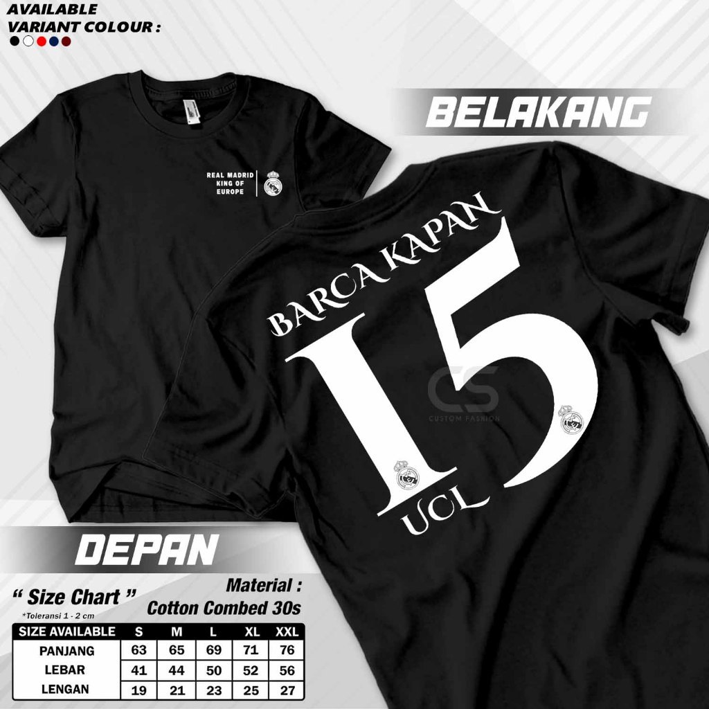 เสื้อยืด Real Madrid Barca 15 UCL - เสื้อยืดผ้าฝ้ายหวีสําหรับผู้ชายและผู้หญิง