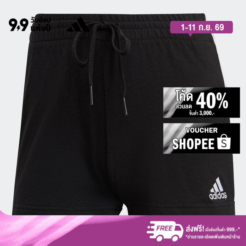 adidas ไลฟ์สไตล์ กางเกงขาสั้น Essentials Slim 3-Stripes ผู้หญิง สีดำ GM5523