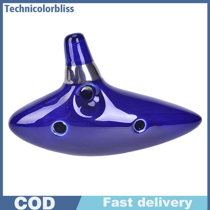 Tcbs 12 หลุม Ocarina เซรามิค Alto C ของ Ocarina ขลุ่ย Blue Ocarina เครื่องดนตรี
 ความสุข