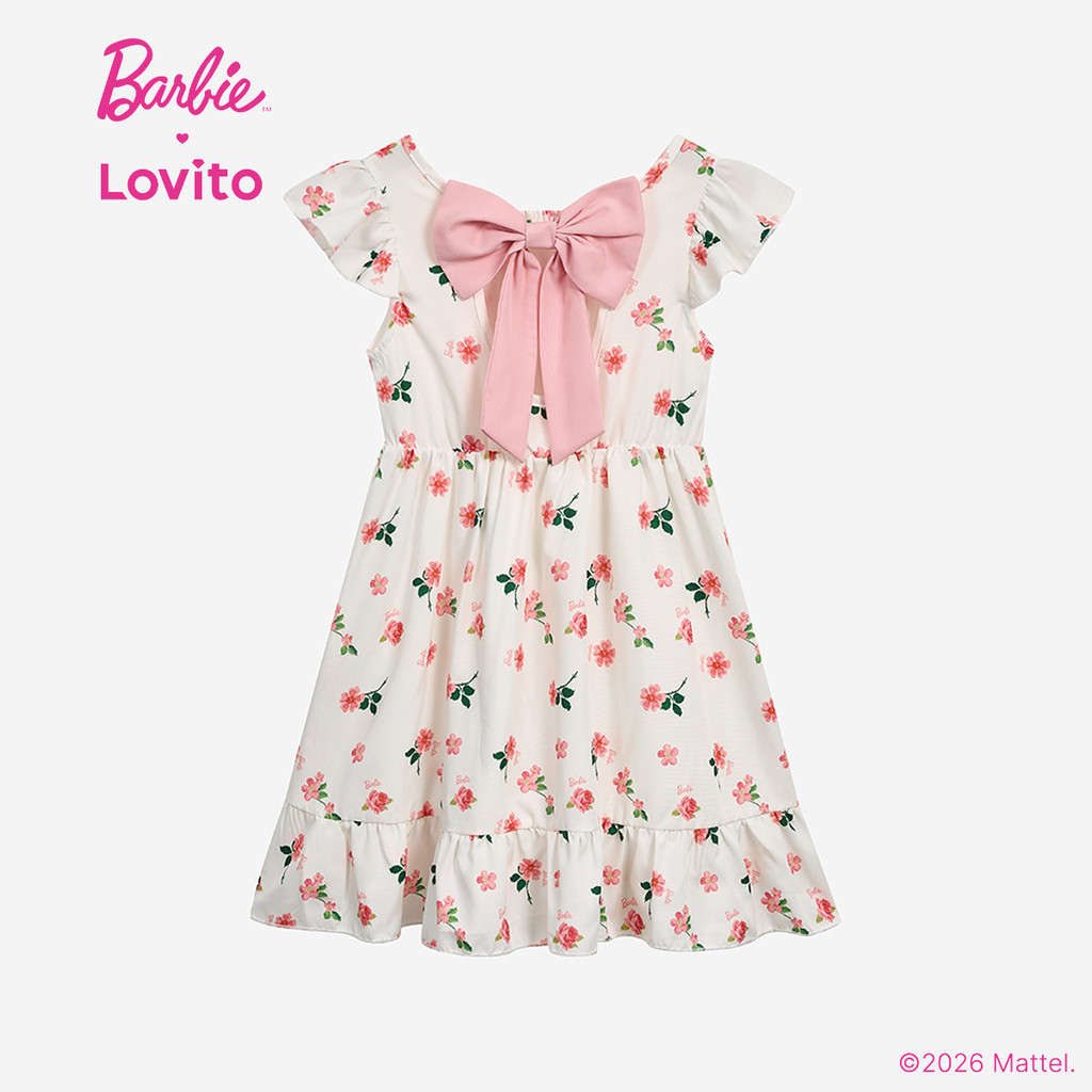 Barbie × Lovito Kids فستان بنات طويل بالزهور — صورة 5