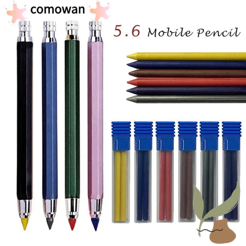 COMOWAN ดินสออัตโนมัติ, โลหะ 5.6 มม., Creative Drawing Writing เครื่องมือ 2B/4B/6B/8B ดินสอ Refill S