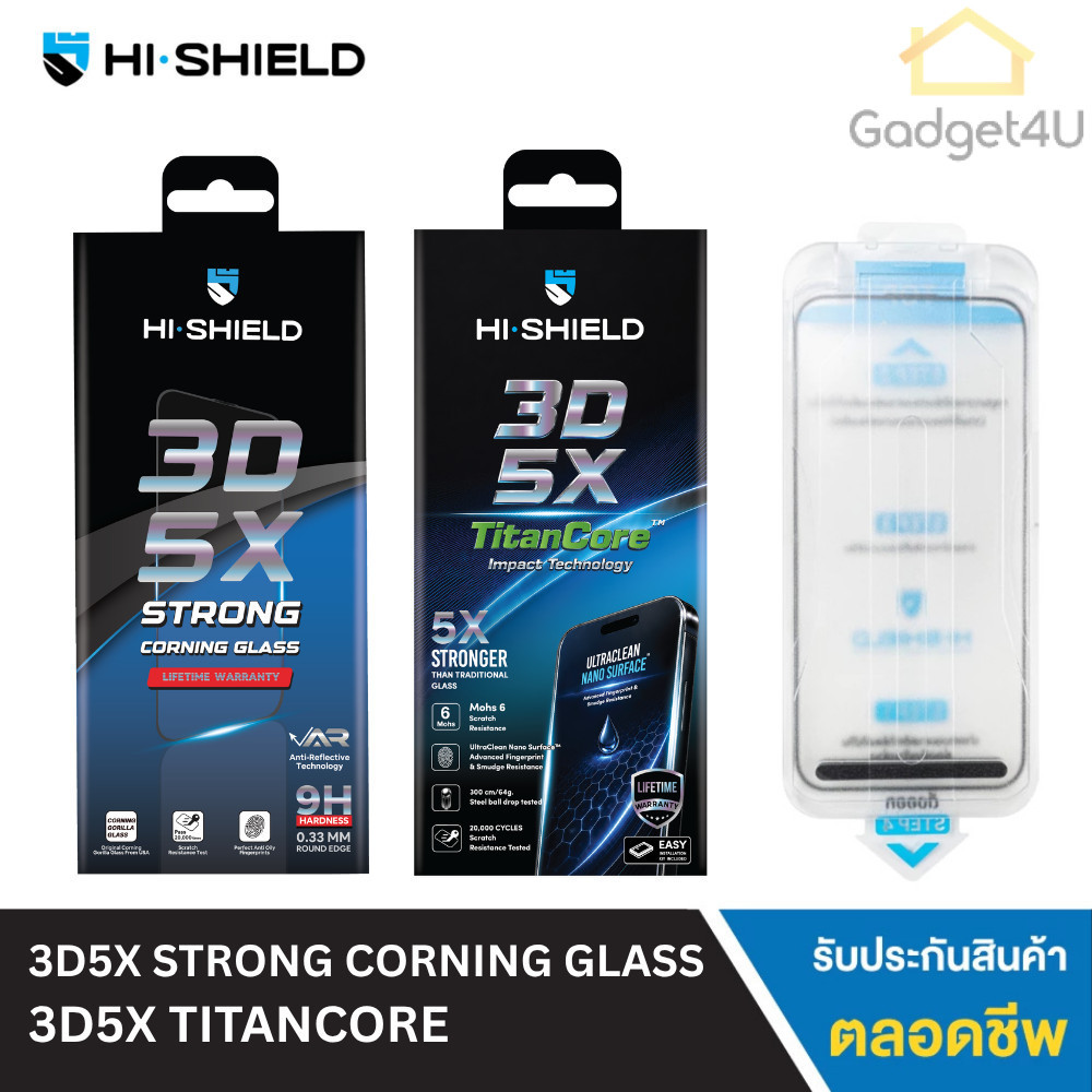 HI-SHIELD 3D 5X Strong Corning TitanCore ฟิล์มกระจกนิรภัย For iPhone 18 Pro Max/17 Pro Max/16 Pro Max/15 Pro Max/Air