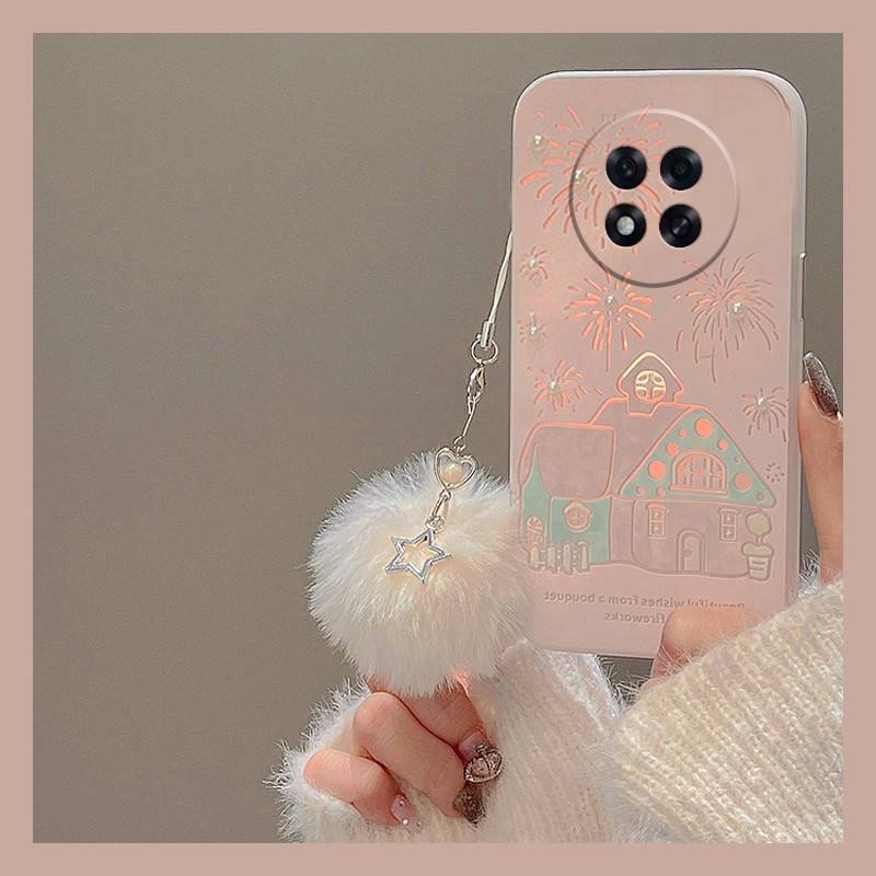 ดอกไม้ไฟแฟนตาซีสีชมพูเหมาะสําหรับ oppoa6pro เคสโทรศัพท์ a6gt High-End a6max Pearl a6i สามมิติ por Ni