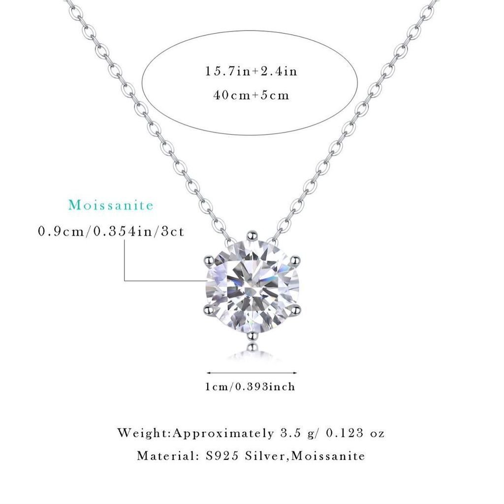 Simple Classy จี้ Moissanite CHAIN Clavicle CHAIN 925 เงินซ้อนสร้อยคอรุ่นสูง