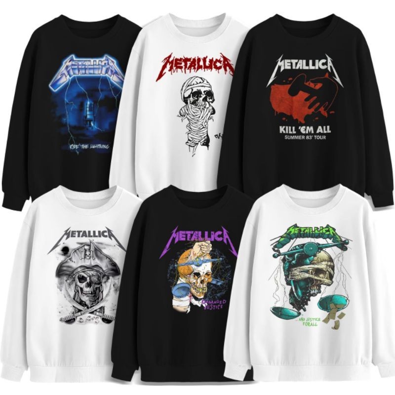 HITAM FTWOLABEL - METALLICA BLACK Distro Crewneck เสื้อกันหนาว Premium Crewneck EDITION ผู้ชายผู้หญิ