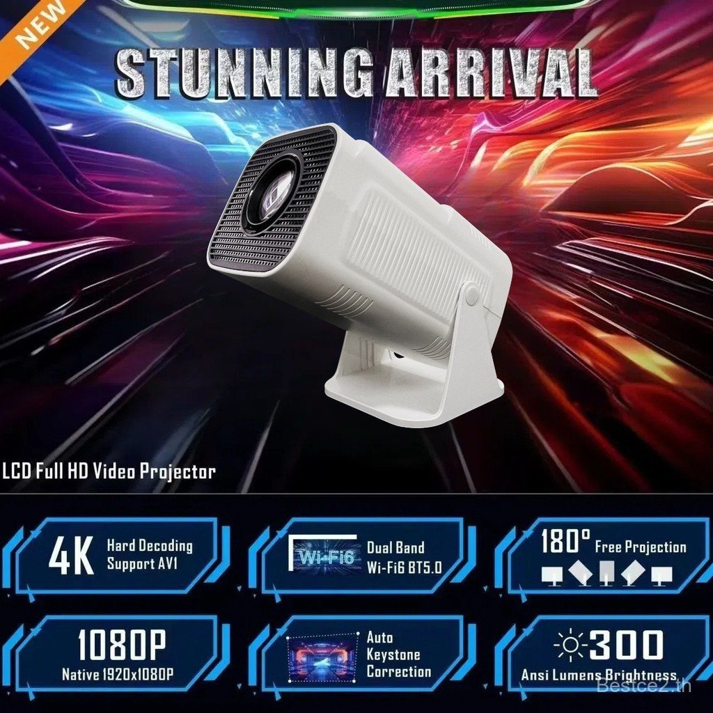 HY320 โปรเจคเตอร์ Android 4K HD หน้าจอเดียวกัน HY300 โปรเจคเตอร์บ้านกลางแจ้งแบบพกพา