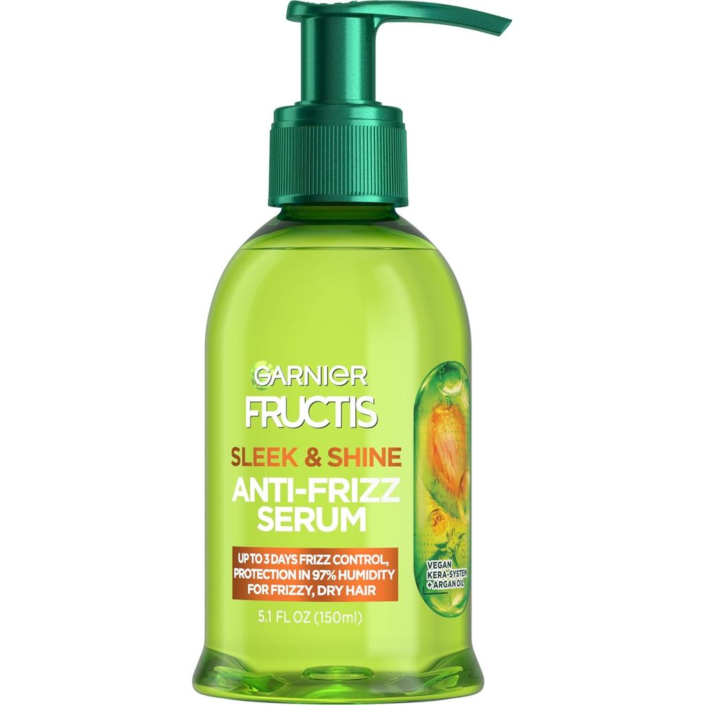 Garnier Fructis Sleek & Shine Anti-Frizz Hair Serum สําหรับ Frizzy, Dry Hair, Leave-In Argan Oil Inf