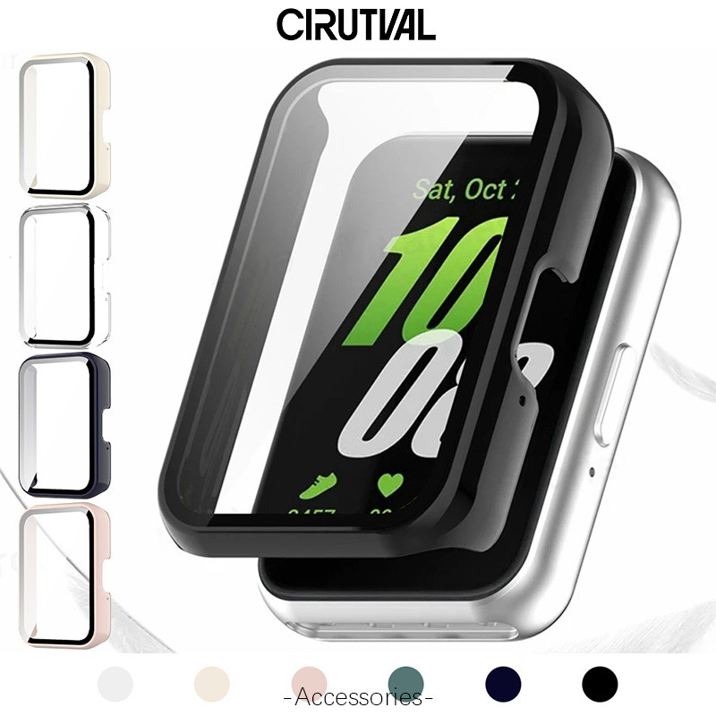 กระจกนิรภัย PC Case อุปกรณ์เสริมปกป้องหน้าจอกันชนทุกรอบ for Smartwatch Samsung Galaxy Fit 3