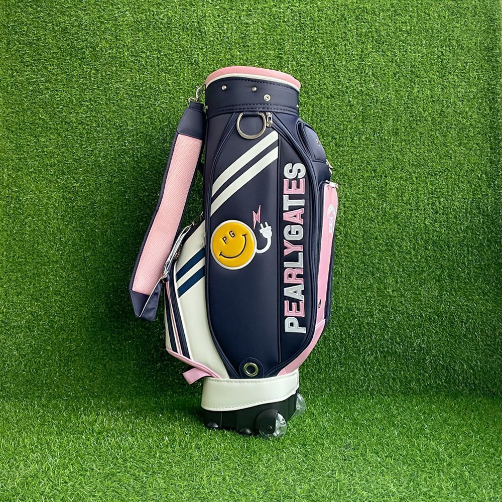 พร้อมสต็อกรูปแบบใหม่ PG GOLF Bag Trolley Tug Wheel Bag กระเป๋าคลับประณีต PG89 Smiley Face Ball Bag G