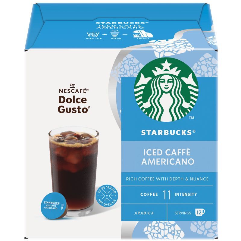 สตาร์บัคส์ดอลเช่กุสโต้กาแฟคั่วบดไอซ์คาเฟ่อเมริกาโน 12แคปซูล 66กรัม Starbucks Iced Americano 66g