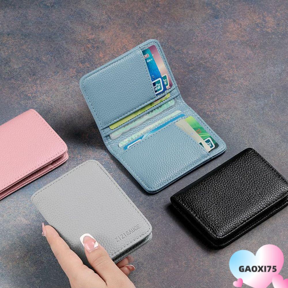 GAOXI75 Card Holder, Solid Color Multi-card Slot Card, Universal PU Leather Business Card Men Women