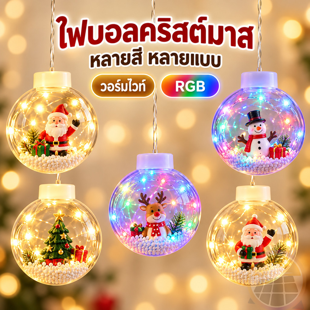 ขายถูก ซานตาคลอส ไฟตกแต่ง ติดกระจก 10 LED กระพริบ 3 เมตร ไฟกระพริบปีใหม่ แต่งปีใหม่ โคมสวน