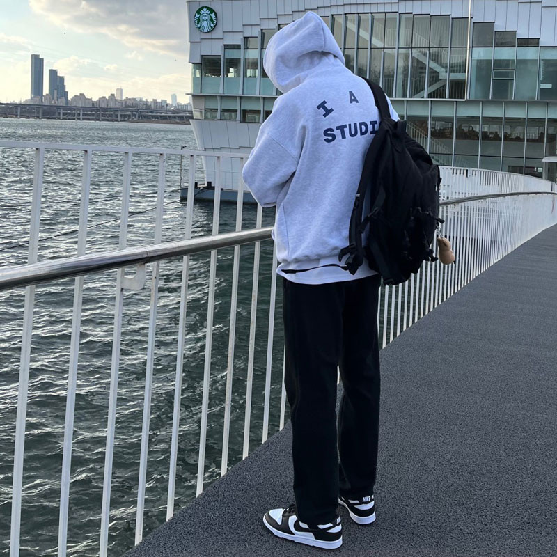 IAB Studio ฮุ๊ดี้เกาหลีสำหรับผู้ชาย ทรงหลวมทันสมัย ใส่ได้ทุกโอกาส