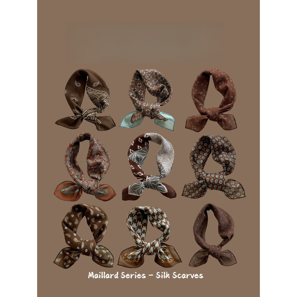 ผ้าพันคอไหมสีน้ําตาล สไตล์ย้อนยุค เมอร์เดียน เหมาะสำหรับผู้หญิงในฤดูหนาวและใบไม้ร่วง