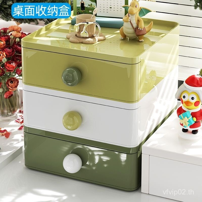 Dopamine กล่องเก็บของตั้งโต๊ะแบบลิ้นชักหลายชั้นพลาสติกชั้นวางของสํานักงาน Sundries เครื่องสําอางจัดร