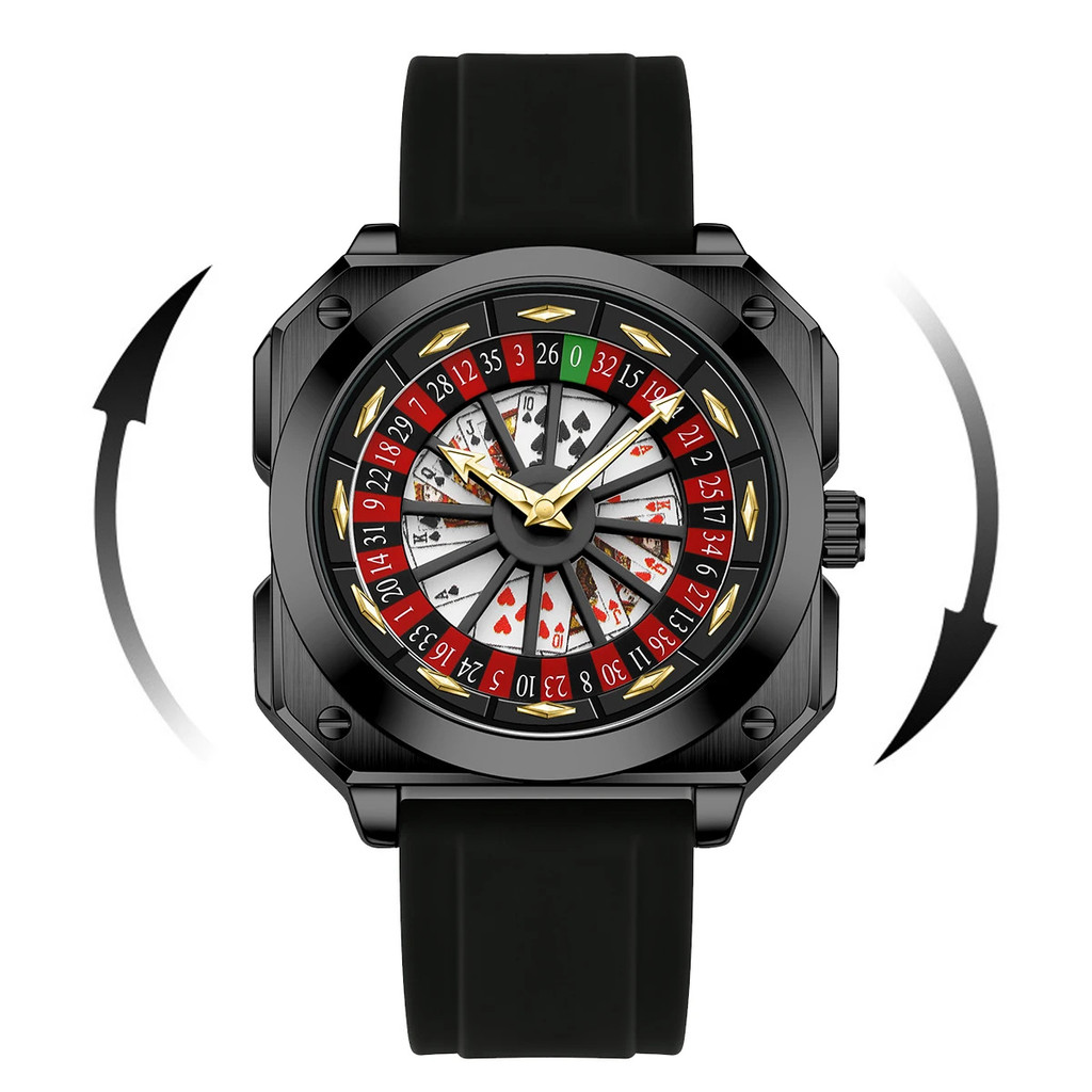 2025 ใหม่ Mens Roulette นาฬิกา VA VA VOOM ยี่ห้อ Original กีฬาสไตล์แฟชั่นสายรัดซิลิโคน Night Light Square ของขวัญนาฬิกาสําหรับชาย